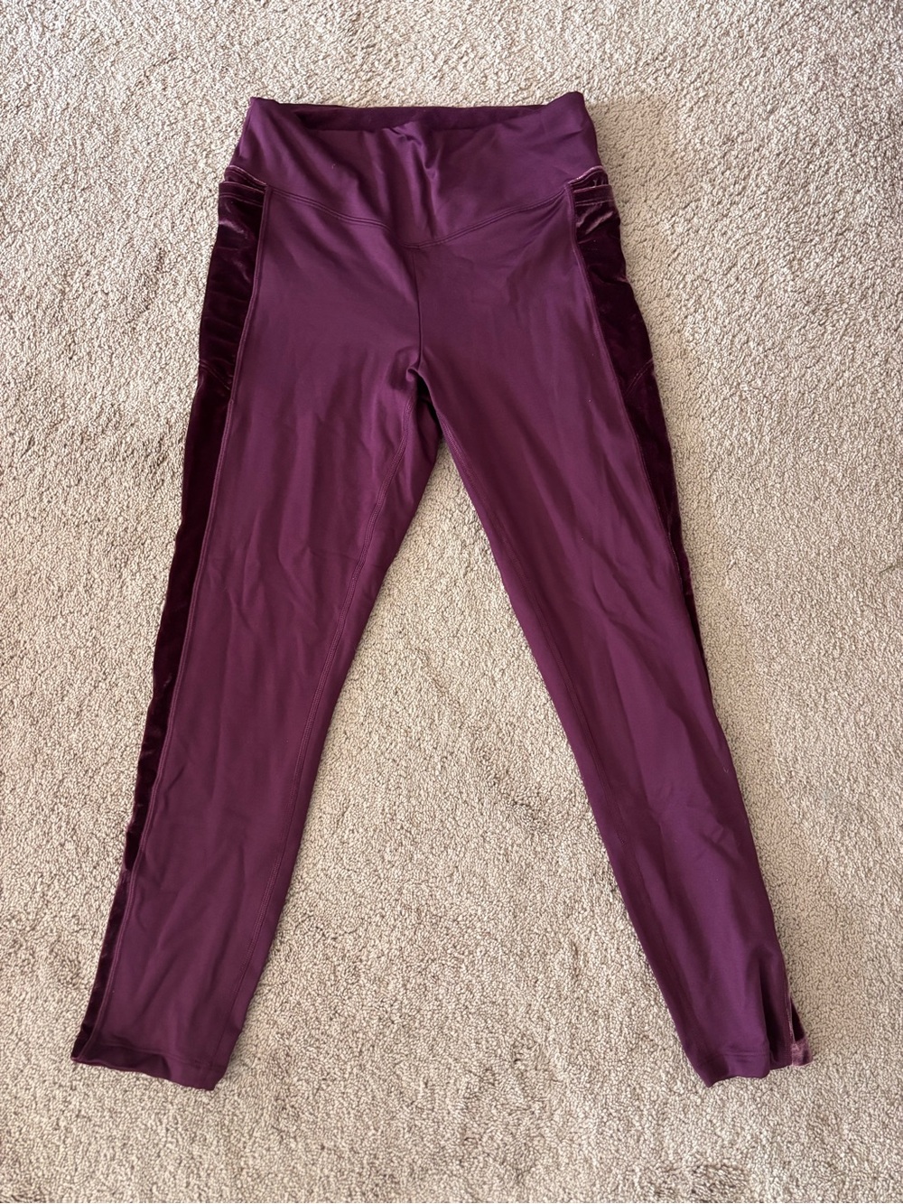 PINK Victoria's Secret Plum Velvet-Panel Leggings